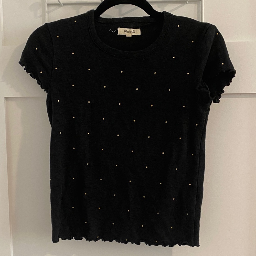 Madewell Black Tee with Gold Dots